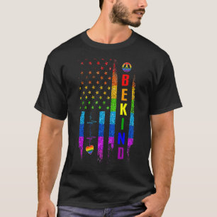Lgbtq Be Kind Gay Pride Lgbt Rainbow American Flag T-Shirt