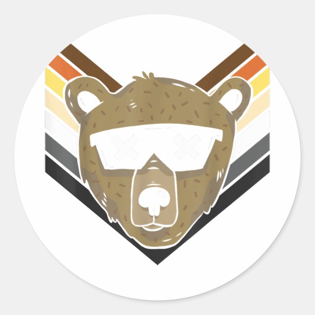 LGBTQ Bear For Gay Pride Month - Cool Sunglasses G Classic Round Sticker (Front)