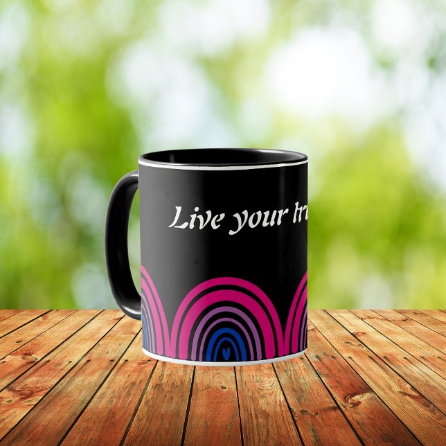 LGBTQ Bisexual Flag Rainbow: Live your true self Mug (Creator Uploaded)