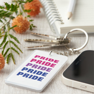 LGBTQ Bisexual Pride Customisable Repeated Text Key Ring