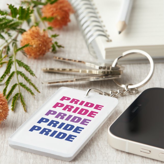 LGBTQ Bisexual Pride Customisable Repeated Text Key Ring (Front Right)