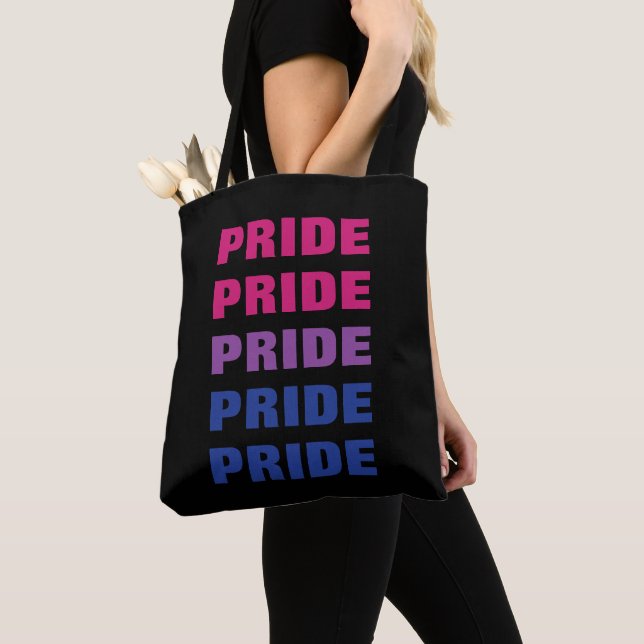 LGBTQ Bisexual Pride Customisable Repeated Text Tote Bag (Close Up)