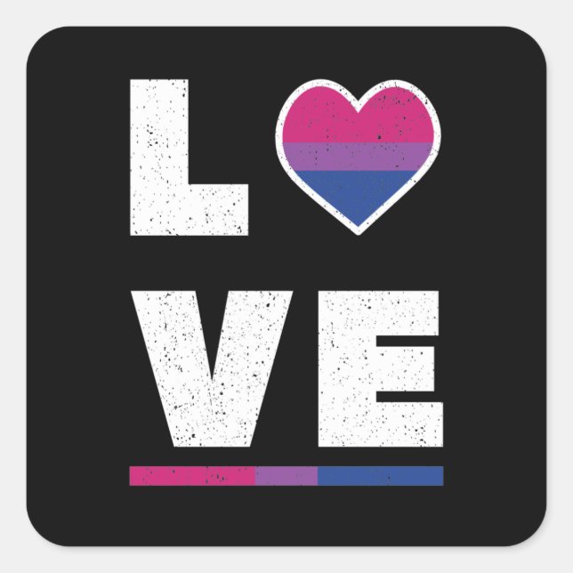 LGBTQ Bisexual Pride Flag Distressed Grunge Love Square Sticker (Front)