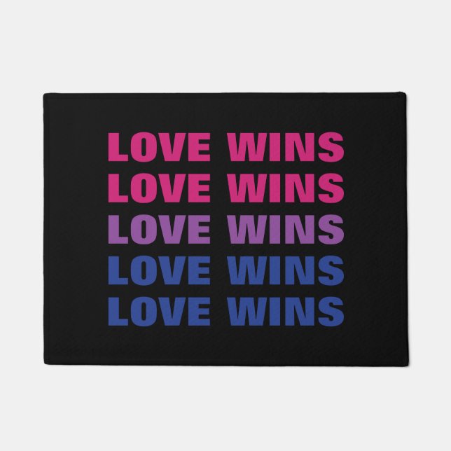 LGBTQ Bisexual Pride Love Wins Custom Repeat Text Doormat (Front)