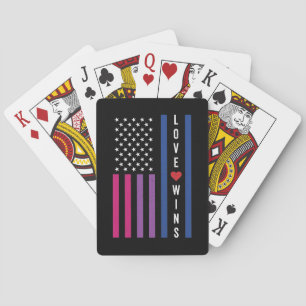 LGBTQ Bisexual Pride Love Wins USA American Flag Playing Cards
