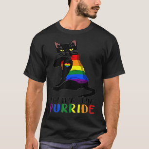Lgbtq Black Cat Feline The Purride Pride Flag Gay  T-Shirt