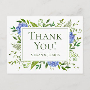 LGBTQ Blue Hydrangeas Floral Folded Sentiment Postcard