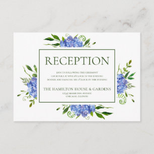 LGBTQ Blue Hydrangeas Floral Wedding Reception Enclosure Card