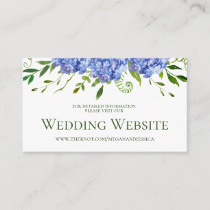 LGBTQ Blue Hydrangeas Floral Wedding Website Enclosure Card