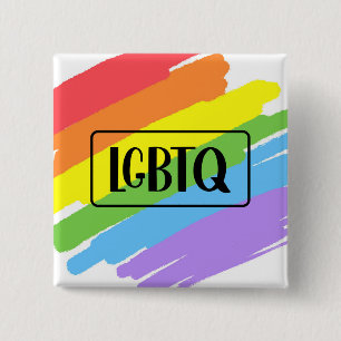 LGBTQ Brushstrokes Rainbow 15 Cm Square Badge