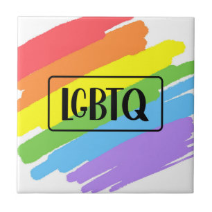 LGBTQ Brushstrokes Rainbow Ceramic Tile