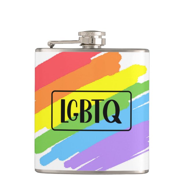 LGBTQ Brushstrokes Rainbow Hip Flask (Front)
