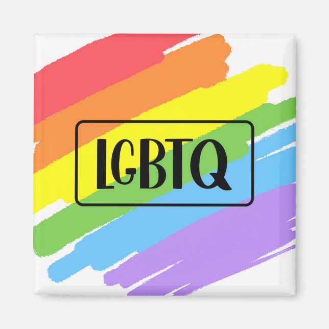 LGBTQ Brushstrokes Rainbow Magnet (Front)