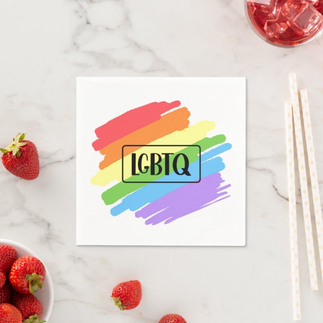 LGBTQ Brushstrokes Rainbow Napkin (Insitu)
