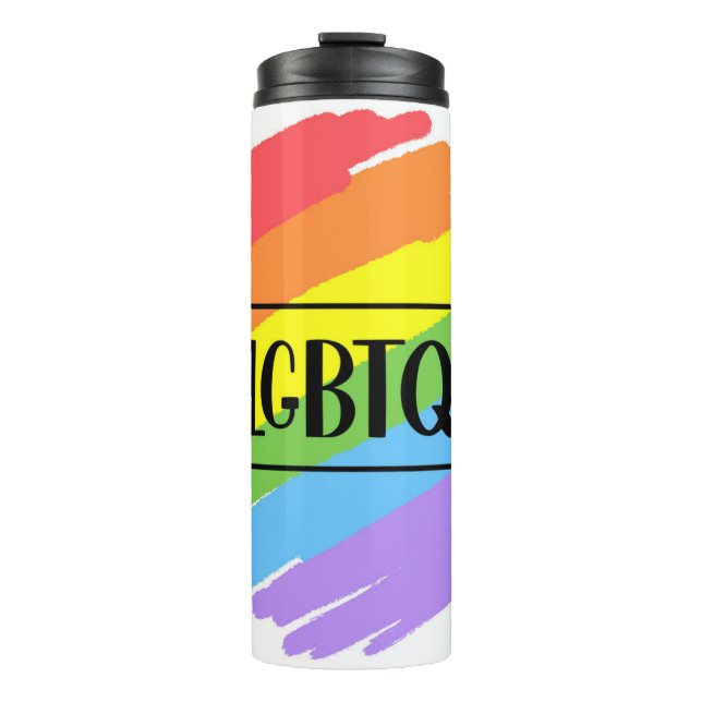 LGBTQ Brushstrokes Rainbow Thermal Tumbler (Front)