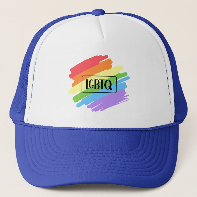 LGBTQ Brushstrokes Rainbow Trucker Hat (Front)