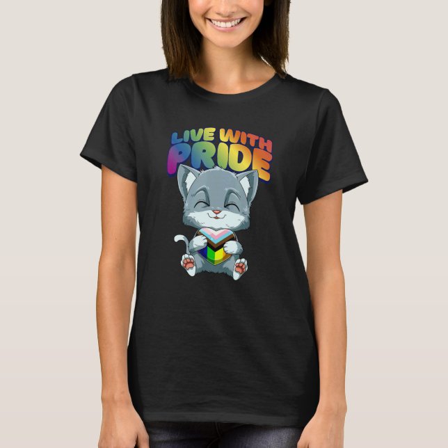 LGBTQ Cat Progressiv Pride  Transgender Genderquee T-Shirt (Front)