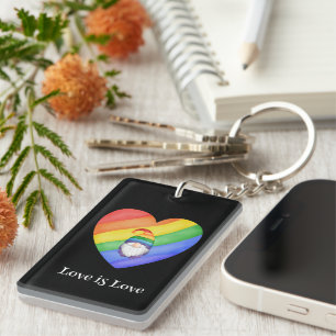 LGBTQ Colourful Rainbow Heart Love is Love Key Ring