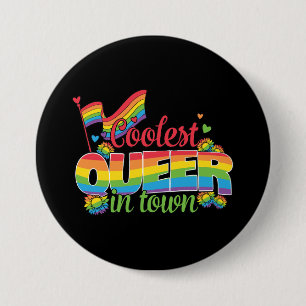 LGBTQ - Coolest Queer In Town 7.5 Cm Round Badge
