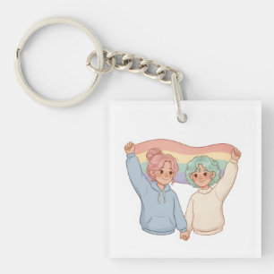 LGBTQ Couple Sticker – Cute Queer Love Quote Key Ring