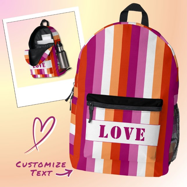 LGBTQ+ custom Lesbian Flag Stripes Pride - Printed Backpack (Creator Uploaded)
