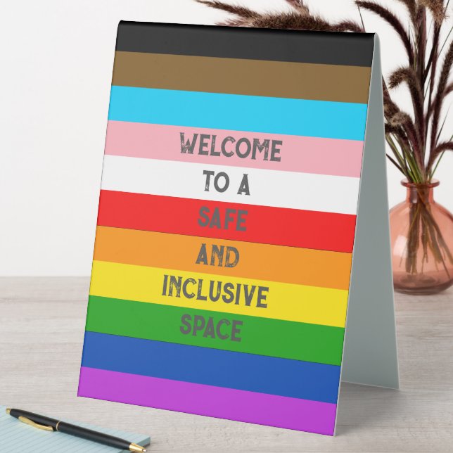 LGBTQ Customisable Progress Pride Flag Rainbow (In SItu (Table))
