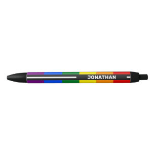 LGBTQ Customizable Name Gay Pride Flag Rainbow Blue Ink Pen