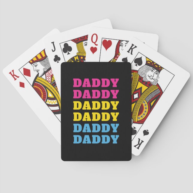 LGBTQ Daddy Pansexual Pride Dad Father's Day Playing Cards (Back)