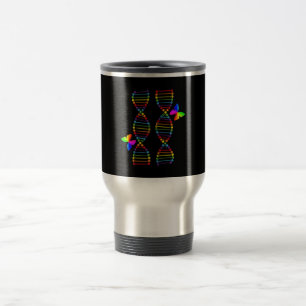 LGBTQ DNA Rainbow Flag Butterfly Gay Pride Month Travel Mug