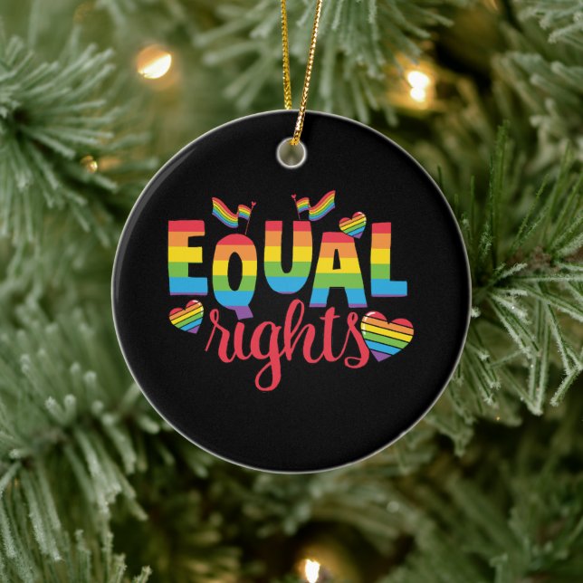 LGBTQ - Equal Rights - Rainbow Colours Ceramic Ornament (Tree)