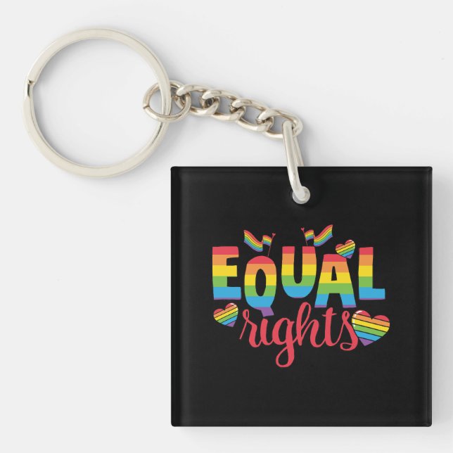 LGBTQ - Equal Rights - Rainbow Colours Key Ring (Front)