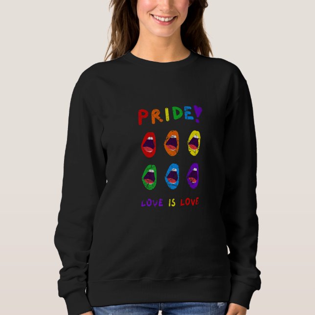 LGBTQ Equality Pride Love Is Love Rainbow Design G Sweatshirt (Front)