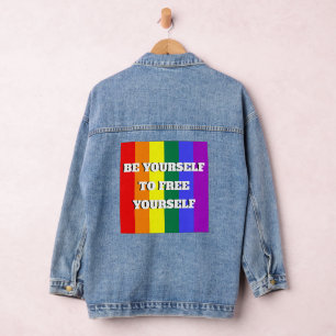 LGBTQ+ EQUALITY RAINBOW FLAG  DENIM JACKET