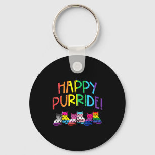 Lgbtq flag cats happy purride gay pride month ally key ring
