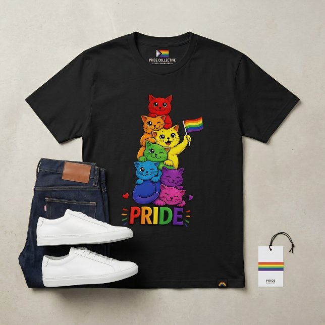 LGBTQ Flag Cats Happy Purride Gay Pride Month Ally T-Shirt (Creator Uploaded)
