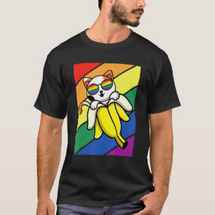 Lgbtq Flag Gay Pride Month Banana Cat With Lgbt Gl T-Shirt