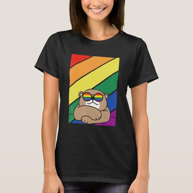 LGBTQ Flag Gay Pride Month Rainbow Bear With LGBT  T-Shirt (Front)