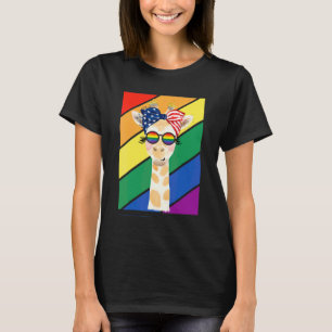 Lgbtq Flag Gay Pride Month Rainbow Giraffe With Lg T-Shirt