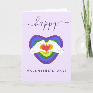 LGBTQ Flag Heart Gay Pride Valentine's Day Romance Card