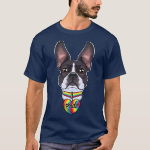 LGBTQ Flag I Gay Pride Flag I Boston Terrier T-Shirt