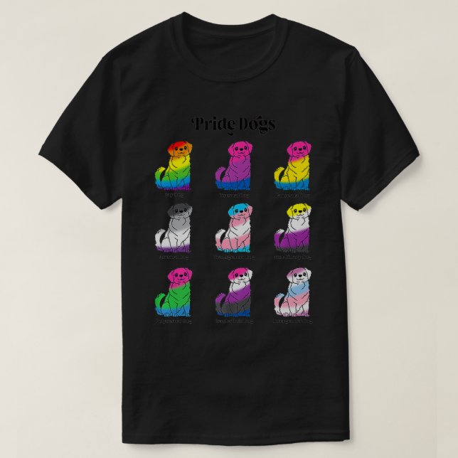 LGBTQ Flag Kawaii Pride Dogs Gay Trans Non Binary  T-Shirt (Design Front)