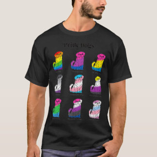 LGBTQ Flag Kawaii Pride Dogs Gay Trans Non Binary  T-Shirt