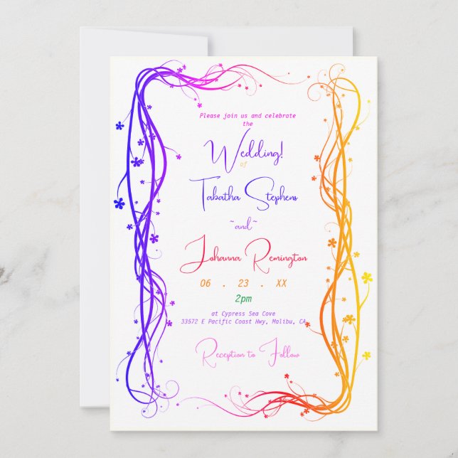 LGBTQ Floral Wedding Invitation (Front)