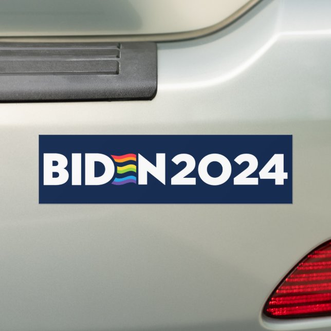 LGBTQ For Biden Harris 2024 Bumper Sticker (On Car)