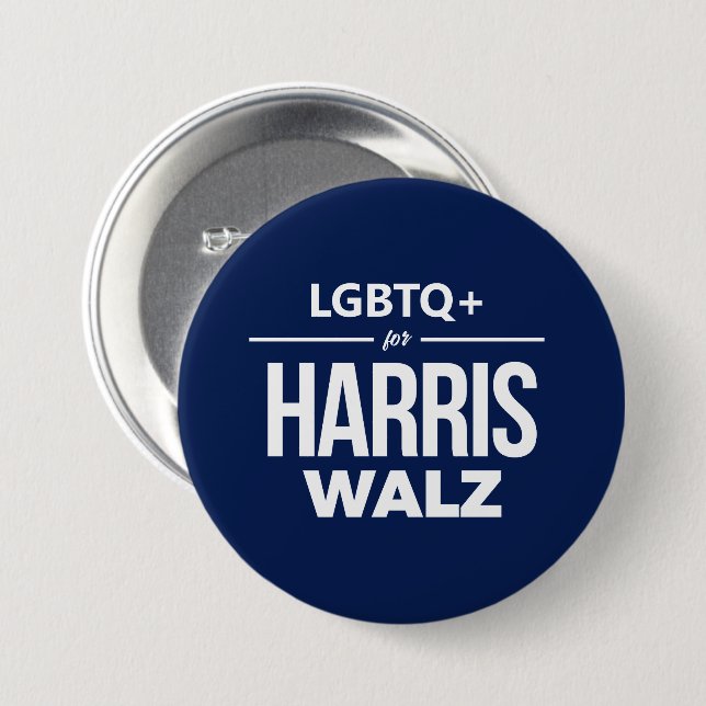 LGBTQ+ for Harris Walz 7.5 Cm Round Badge (Front & Back)