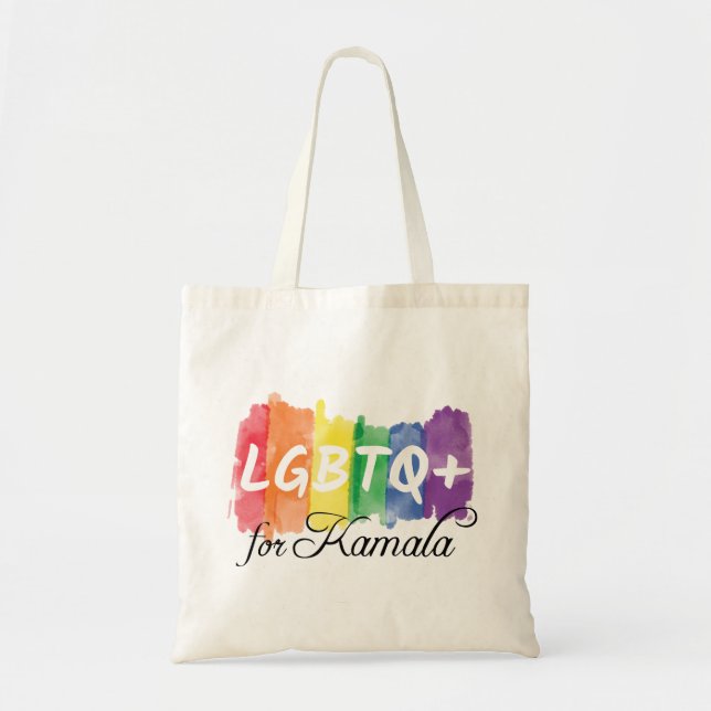 LGBTQ for Kamala Rainbow Gay Pride Tote Bag (Front)