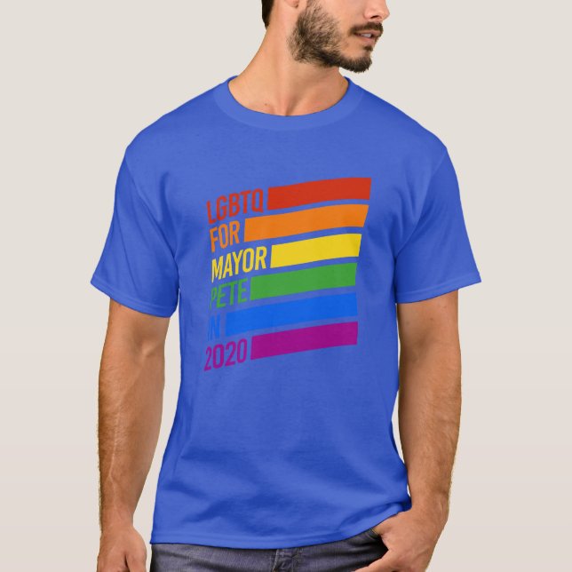 LGBTQ For Mayor Pete 2020 T-Shirt (Front)