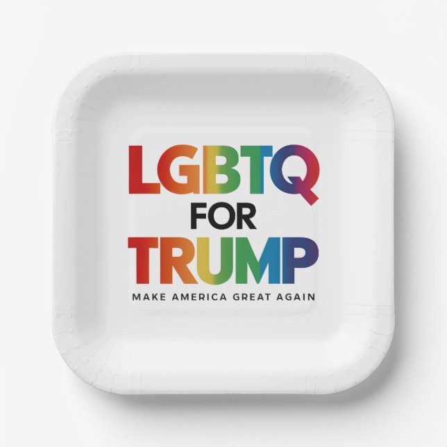 LGBTQ FOR TRUMP GAY LESBIAN FOR TRUMP 2024  PAPER PLATE (Front)