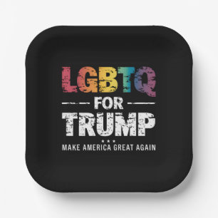 LGBTQ FOR TRUMP GAY LESBIAN FOR TRUMP 2024 PAPER PLATE