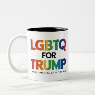 LGBTQ FOR TRUMP GAY LESBIAN FOR TRUMP 2024  Two-Tone COFFEE MUG